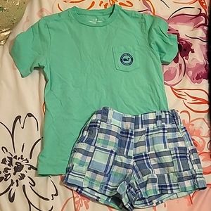 Girl's Vineyard Vines Teal and Plaid Matching Outfit Set Size 7 and 8